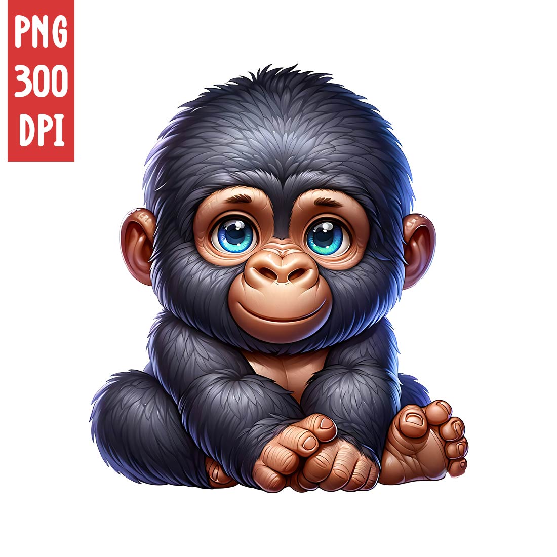 Cute Gorilla Clipart | Animals Clipart | PNG preview image.