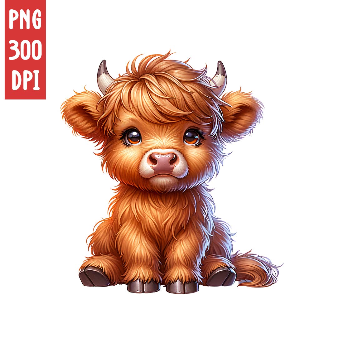 Cute Highland Cow Clipart | Animals Clipart | PNG preview image.