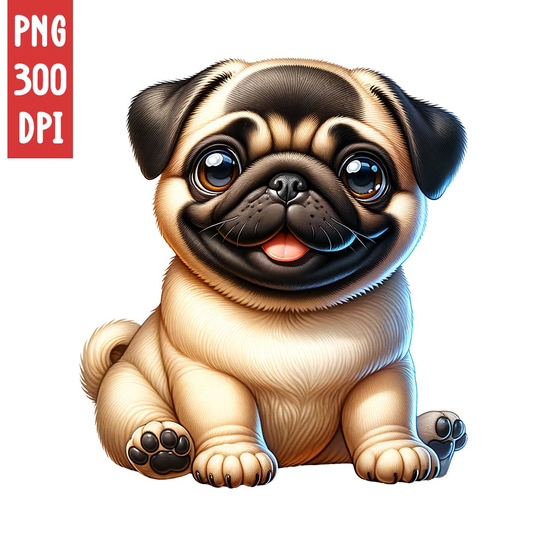 Cute Pug Clipart | Animals Clipart | PNG preview image.