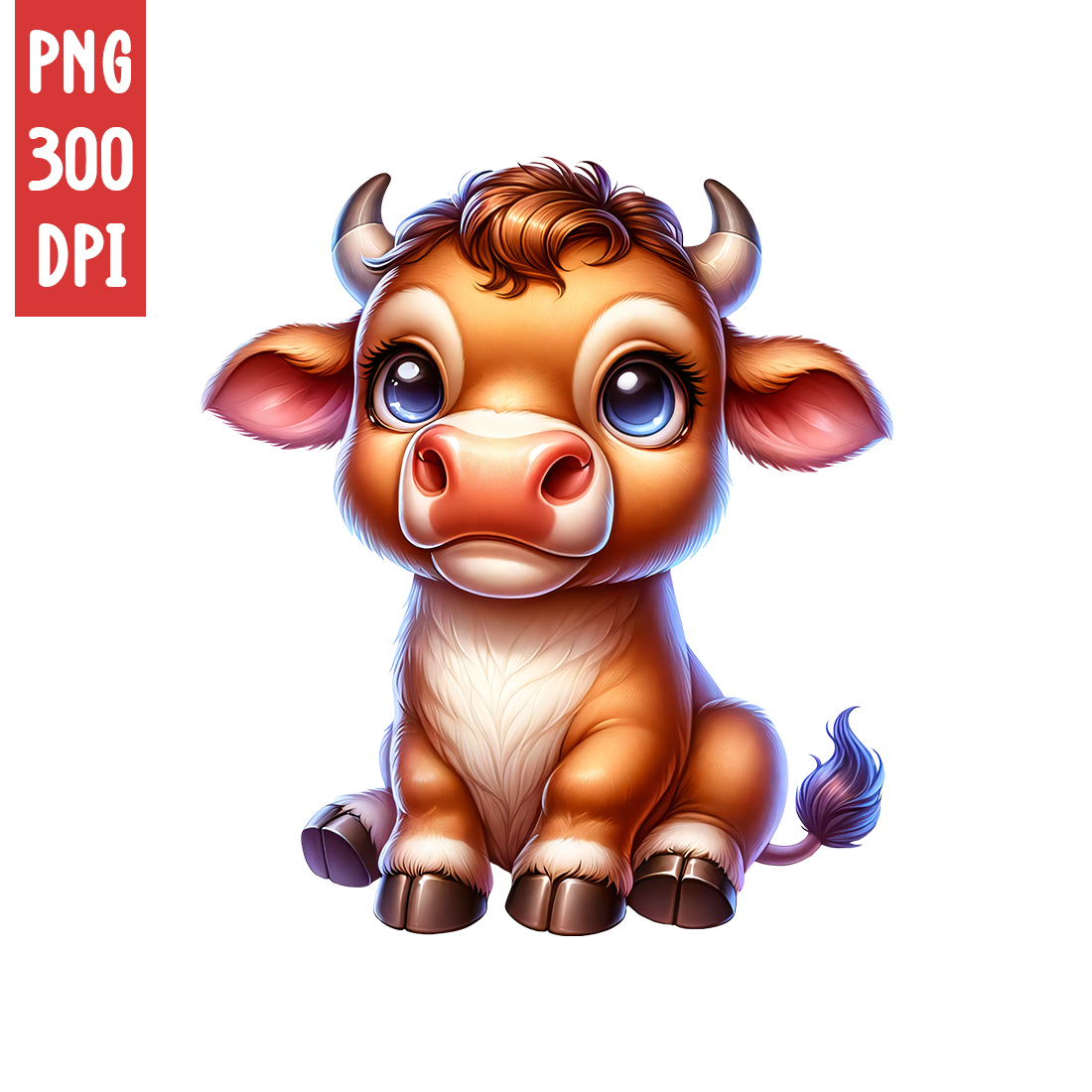 Cute Bull Clipart | Animals Clipart | PNG preview image.