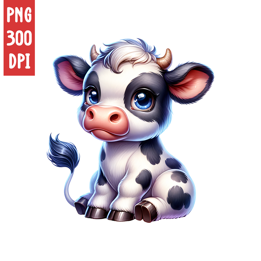 Cute Cow Clipart | Animals Clipart | PNG preview image.