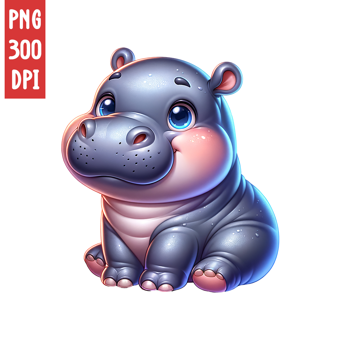 Cute Hippo Clipart | Animals Clipart | PNG preview image.