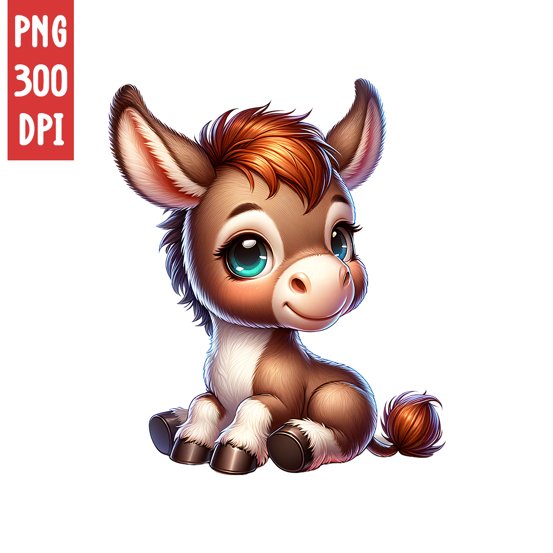 Cute Donkey Clipart | Animals Clipart | PNG preview image.
