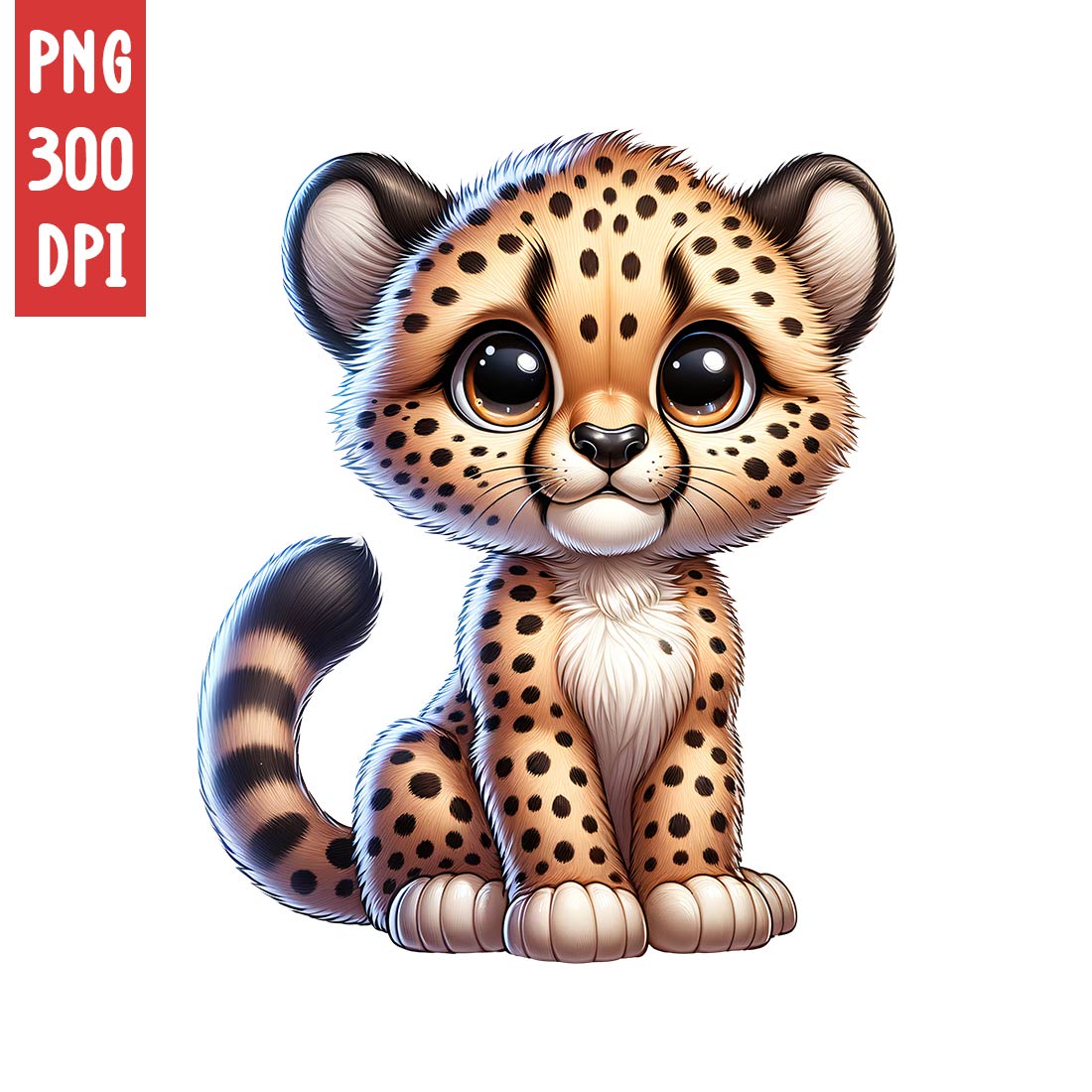 Cute Cheetah Clipart | Cute Leopard | Animals Clipart | PNG preview image.