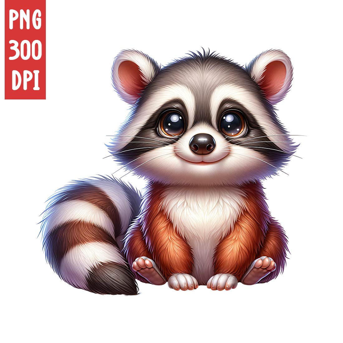Cute Raccoon Clipart | Animals Clipart | PNG preview image.