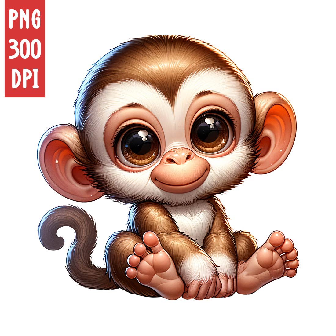 Cute Monkey Clipart | Animals Clipart | PNG preview image.