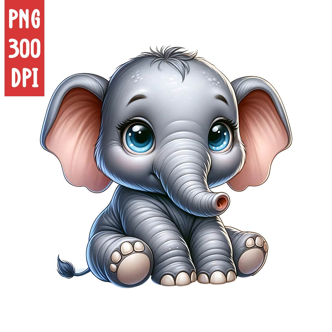 Cute Elephant Clipart | Animals Clipart | PNG preview image.