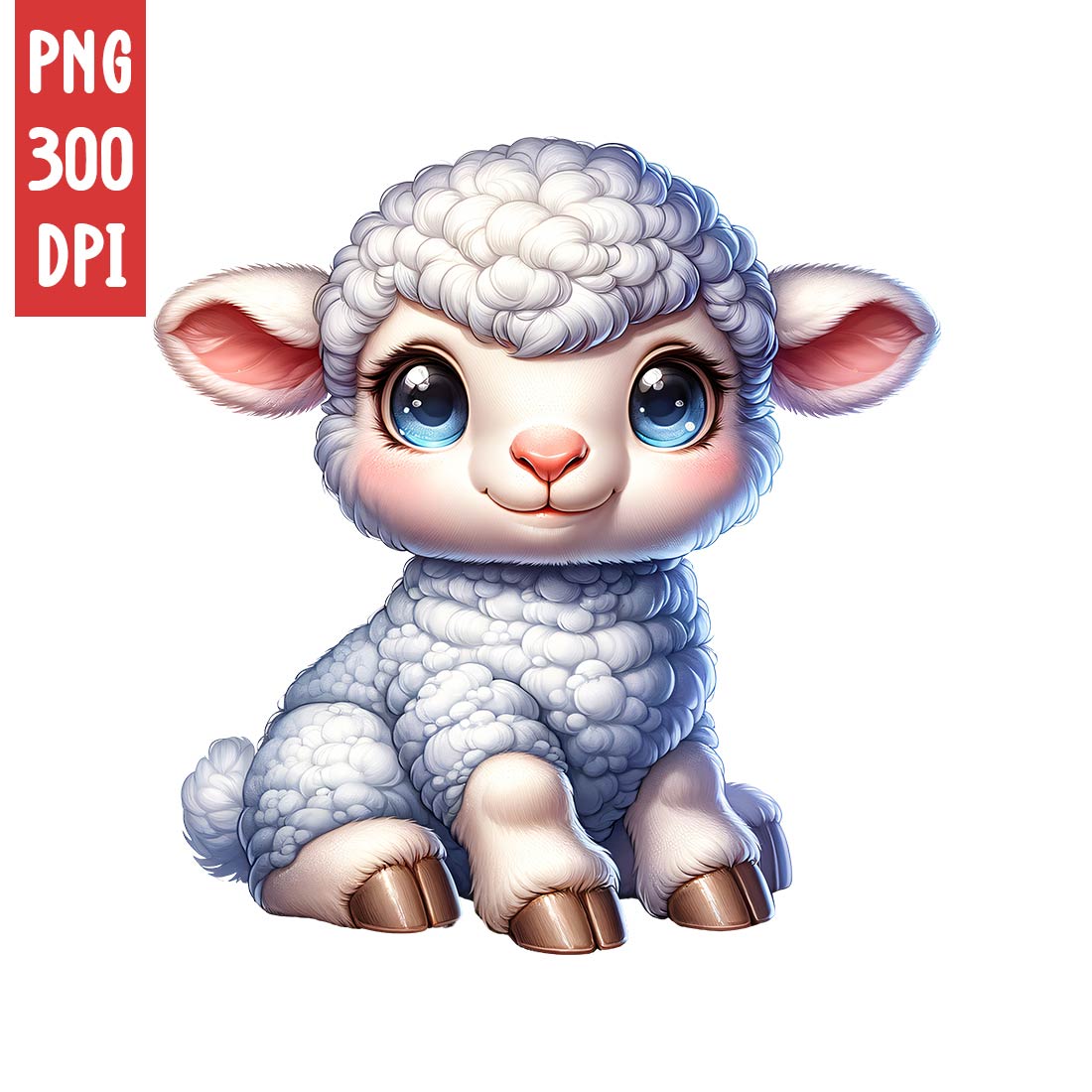 Cute Lamb Clipart | Cute Sheep | Animals Clipart | PNG preview image.