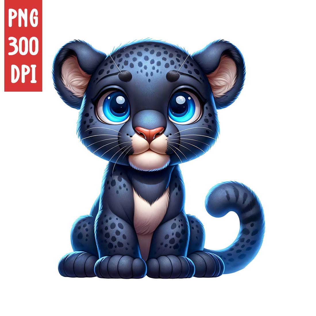 Cute Black Panther Clipart | Animals Clipart | PNG preview image.