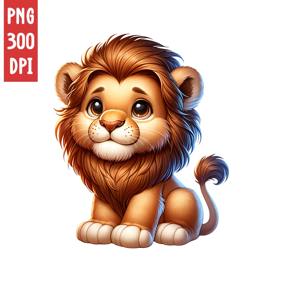 Cute Lion Clipart | Animals Clipart | PNG preview image.