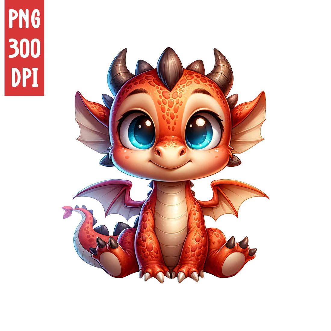 Cute Dragon Clipart | Animals Clipart | PNG preview image.
