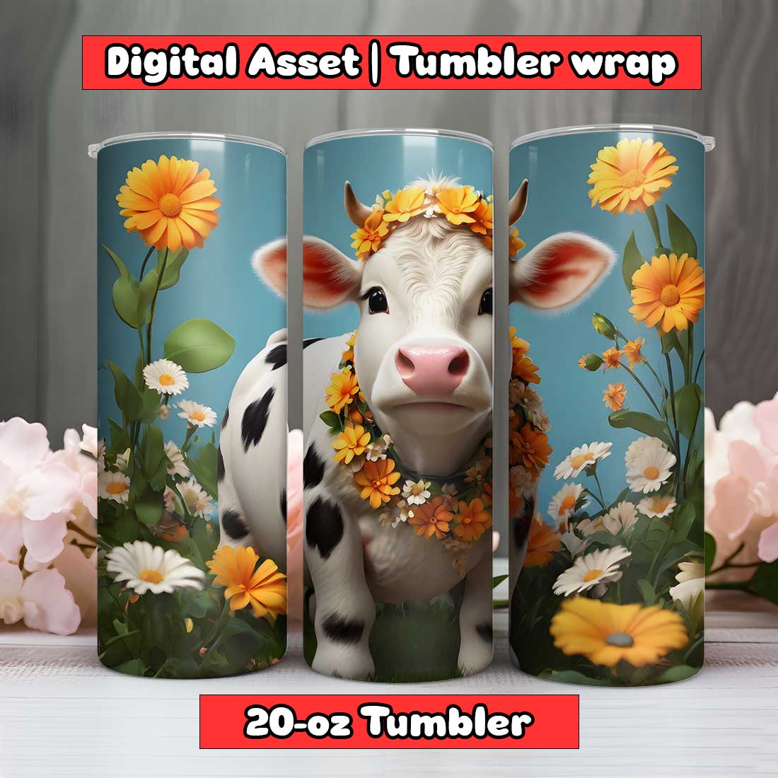 Crazy Cow Tumbler Wrap | 20-oz | PNG preview image.