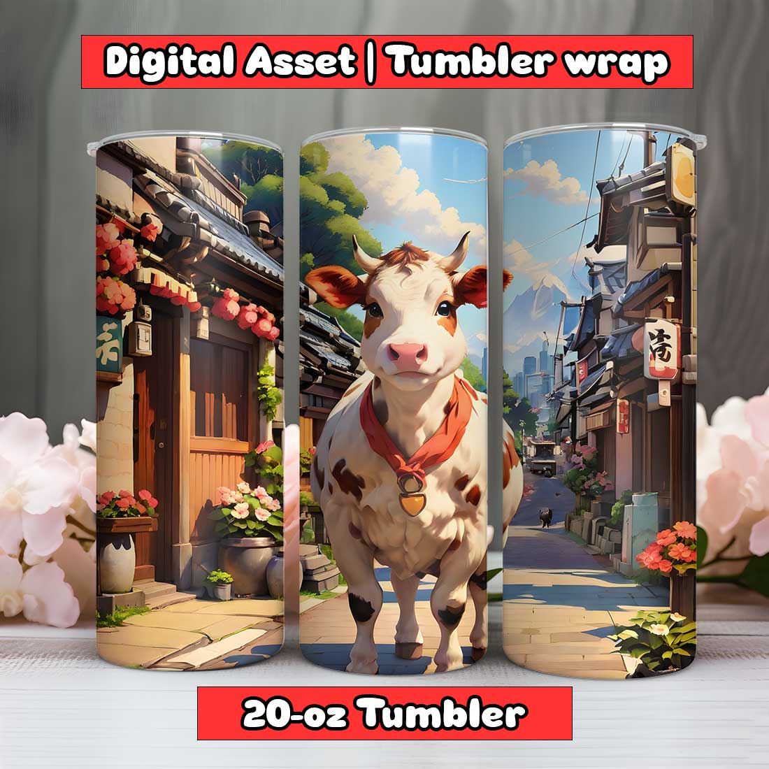 Crazy Cow Tumbler Wrap | 20-oz | PNG preview image.