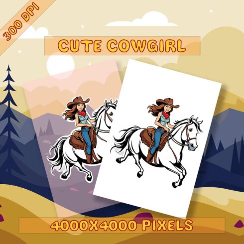 Cowgirl Illustrational Sticker cover image.