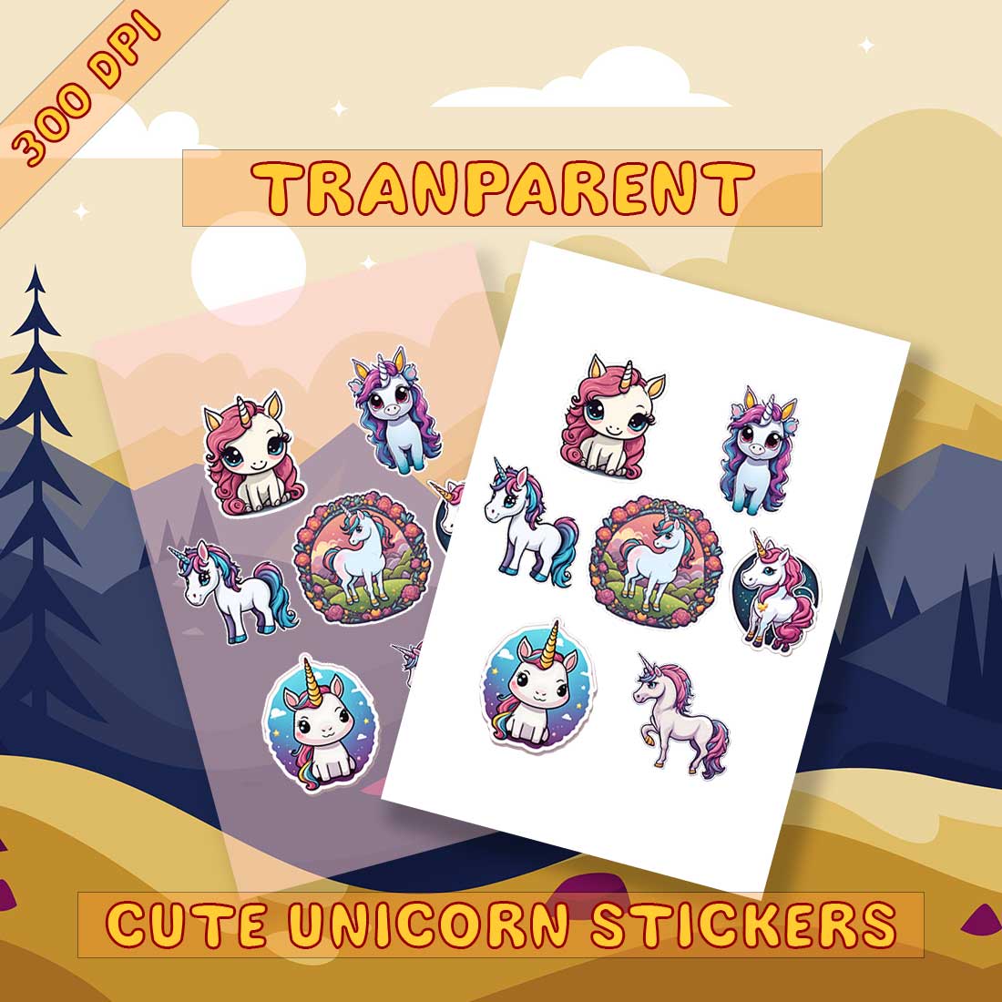 Unique Unicorn Sticker Pack 3 preview image.