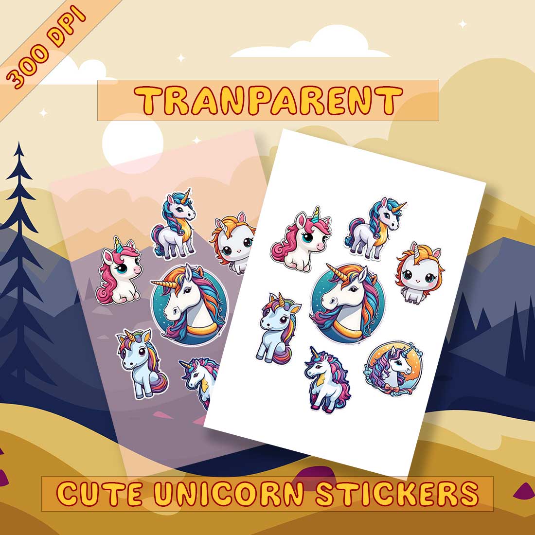 Unique Unicorn Sticker Pack 4 preview image.