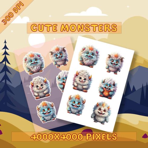 White Monsters Cute Stickers cover image.