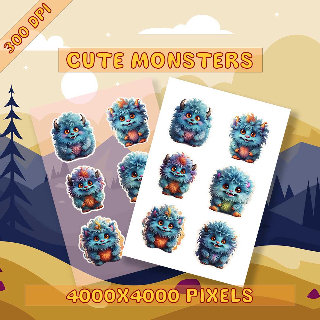 Black Monsters Cute Stickers cover image.