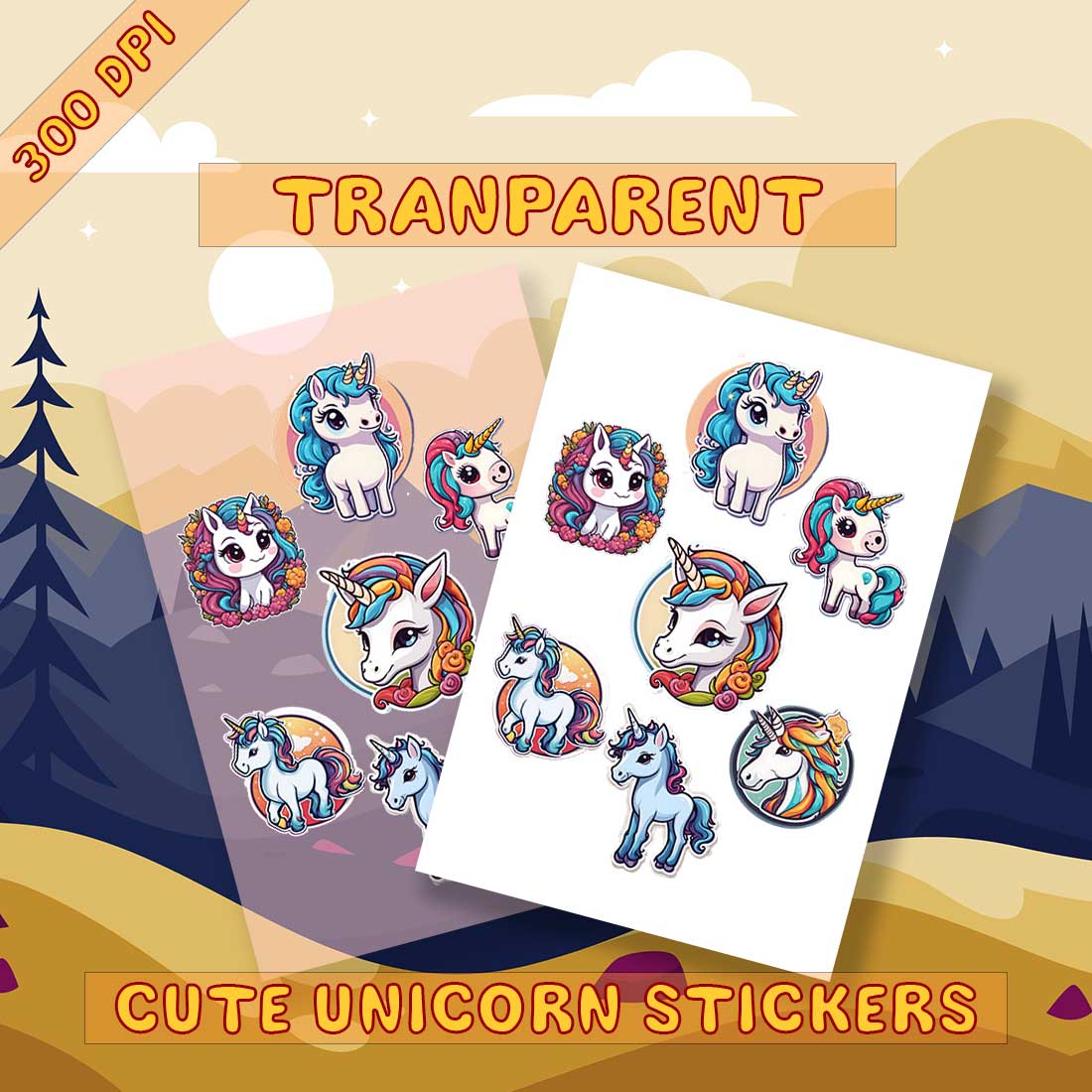 Unique Unicorn Sticker Pack 5 preview image.