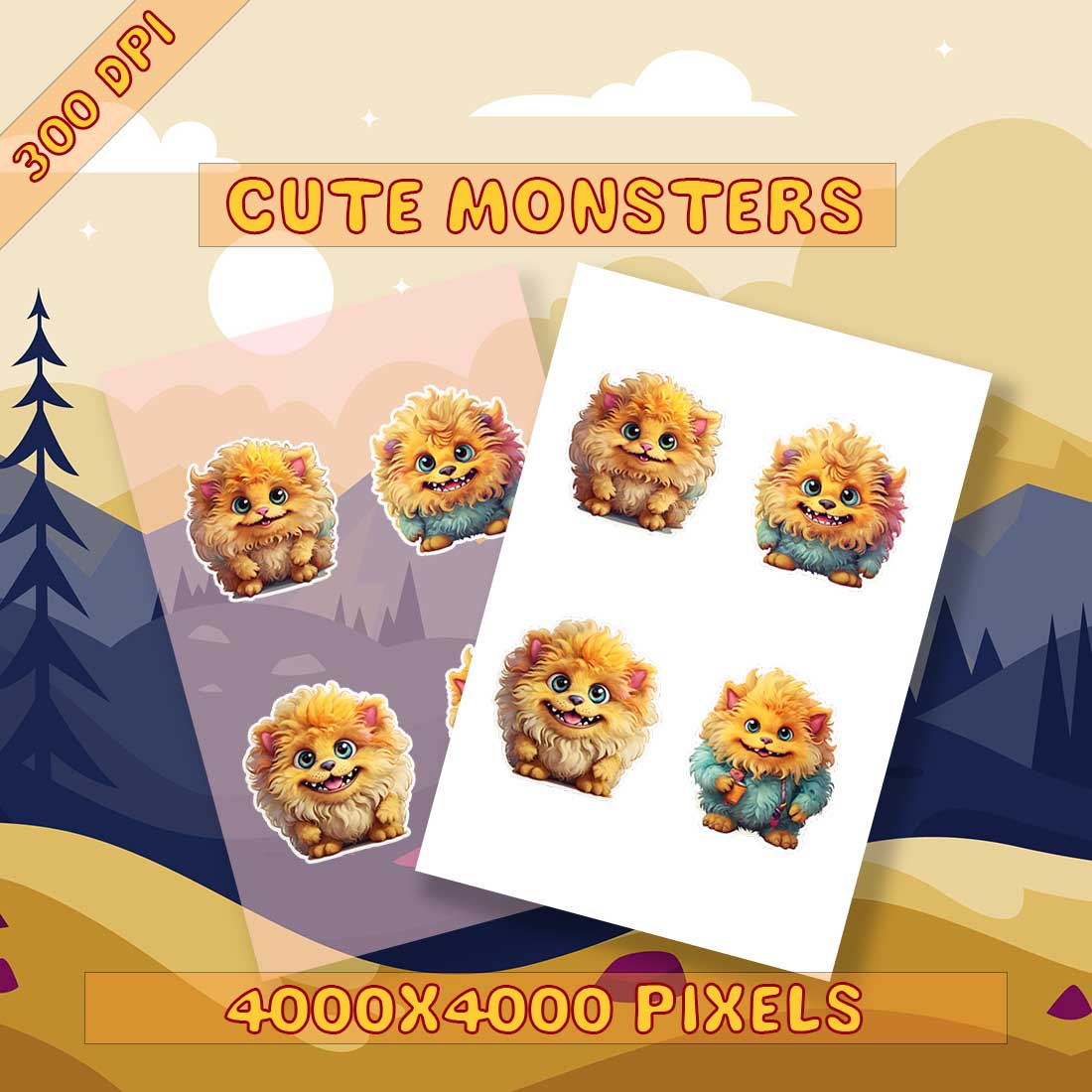 Golden Monsters Cute Stickers cover image.