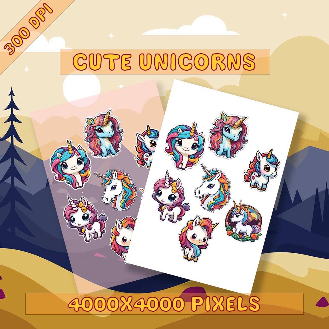 Unique Unicorn Sticker Pack 1 cover image.