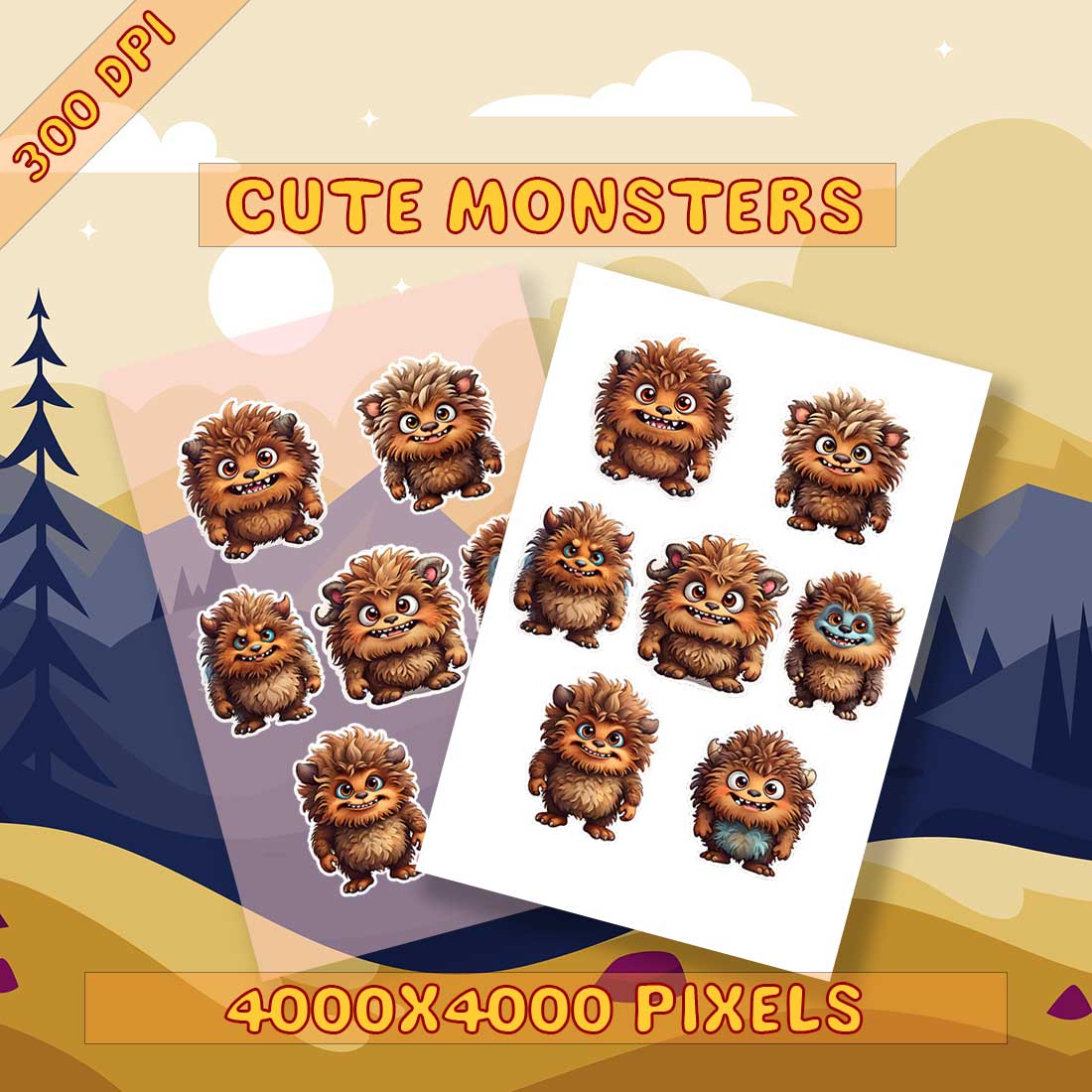 Brown Monsters Cute Stickers cover image.