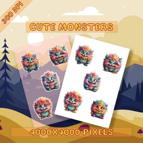 Funny Monsters Cute Stickers cover image.
