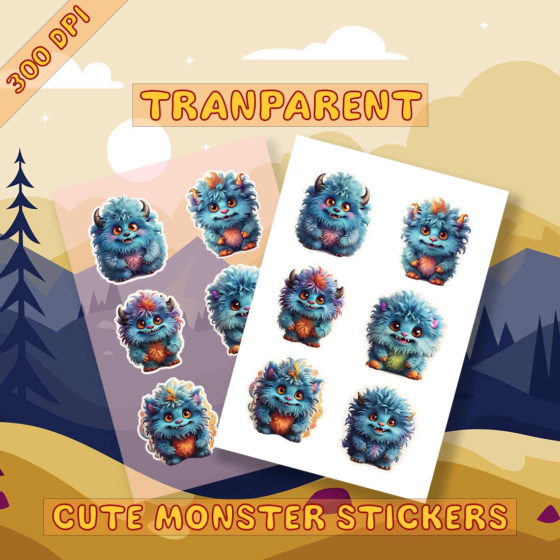 Black Monsters Cute Stickers preview image.