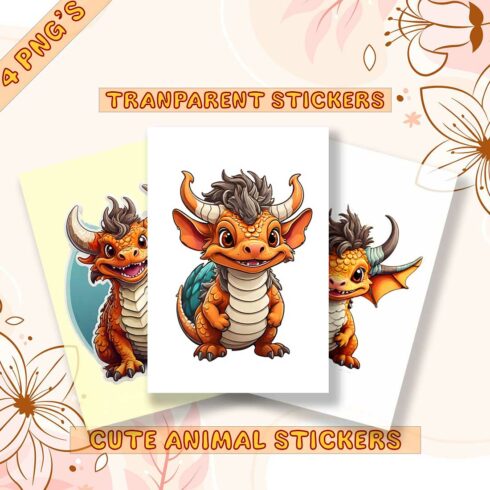 Cute Dragon Stickers 4 PNG cover image.