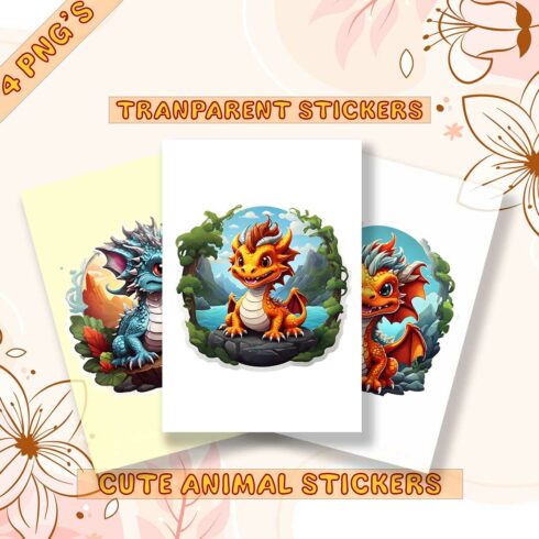 Cute Dragon Stickers 3 PNG cover image.