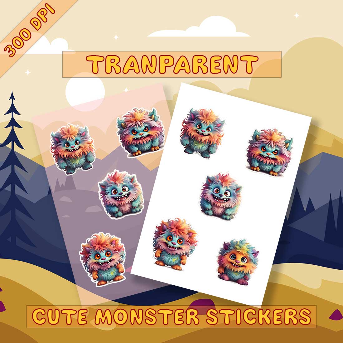 Funny Monsters Cute Stickers preview image.