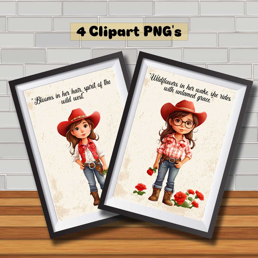 Floral Cowgirl Cliparts preview image.