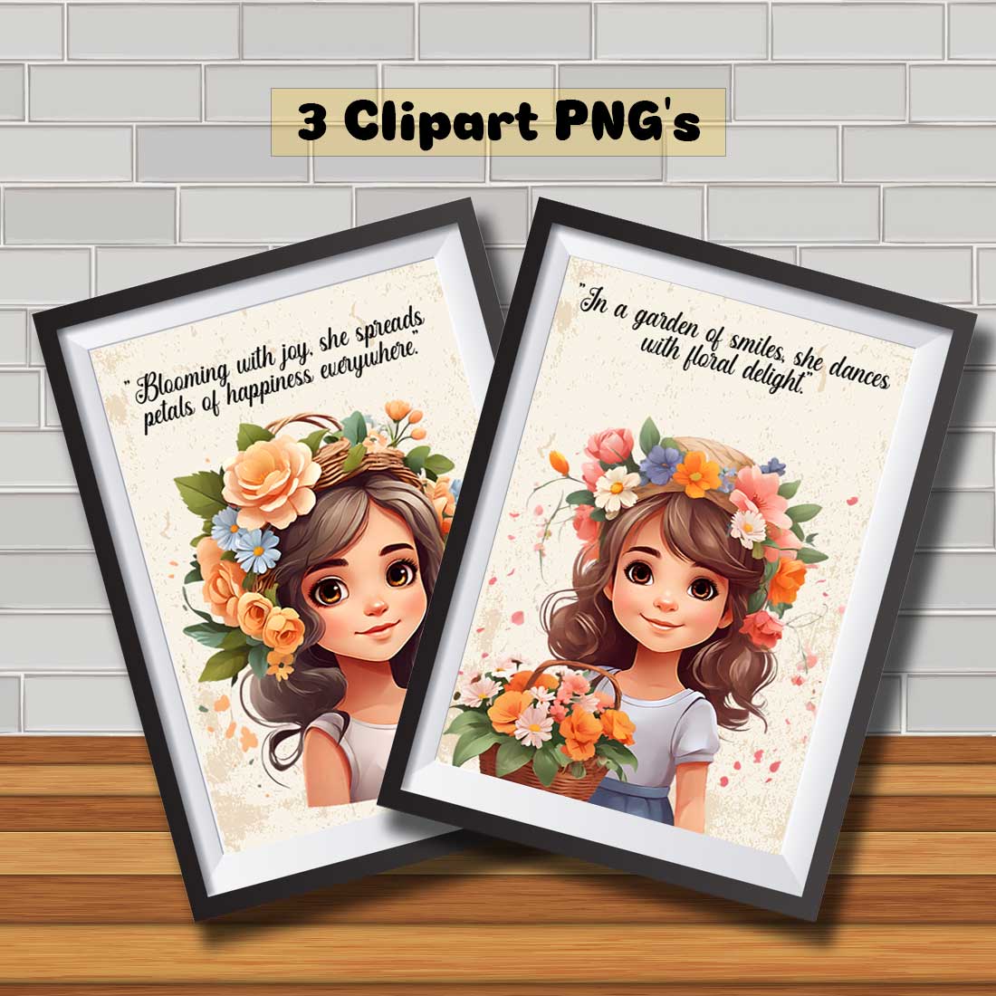 Happy Floral Girl Clipart preview image.