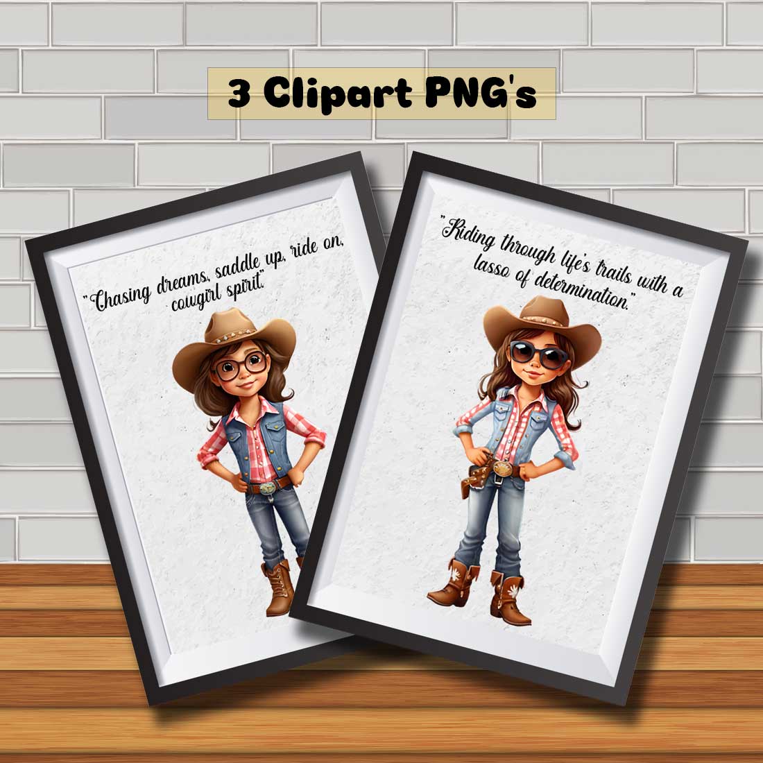 Cowgirl with glasses 3d Clipart preview image.