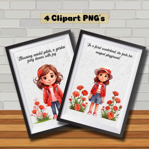 Floral Cute Girl Cliparts cover image.