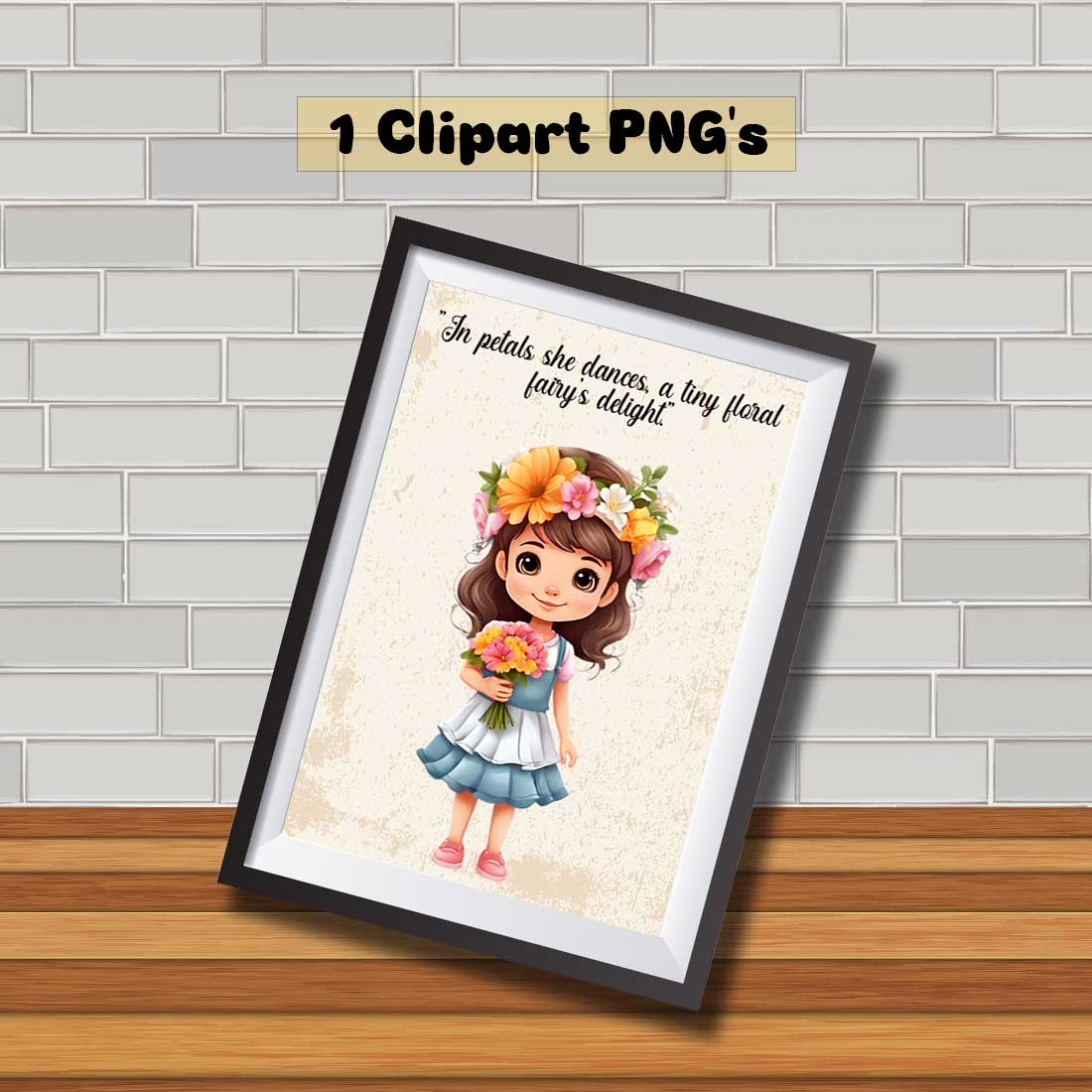 Girl With Floral Band Clipart preview image.