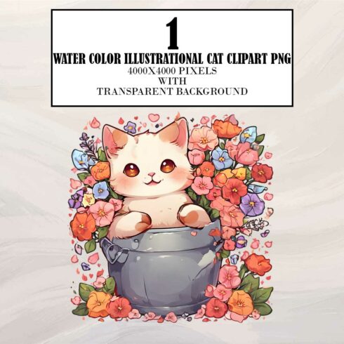 Watercolor Illustrational Cat Clipart cover image.