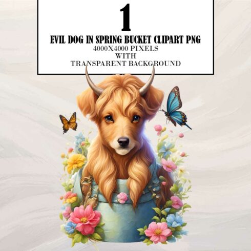 Evil Dog in Spring Bucket Clipart cover image.