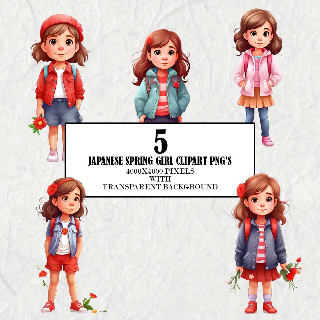 Japanese Spring Girl Clipart cover image.