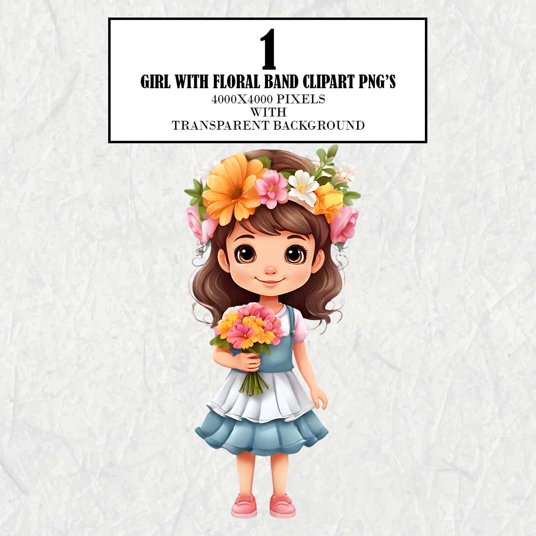 Girl With Floral Band Clipart cover image.