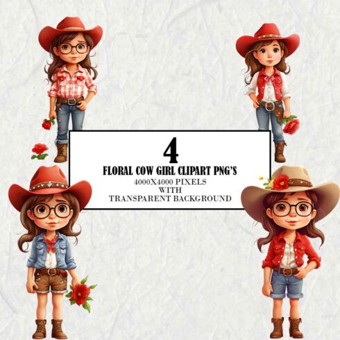 Floral Cowgirl Cliparts cover image.