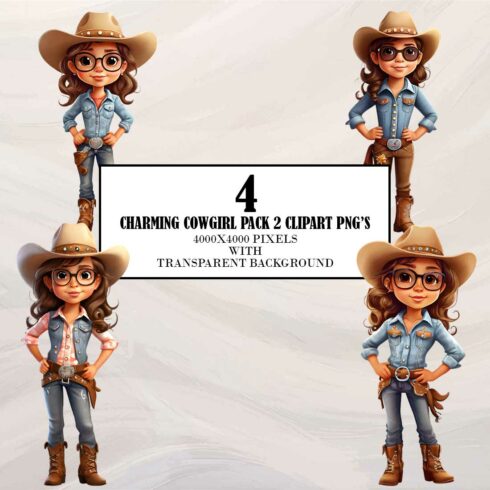 Charming Cowgirl Pack 2 Clipart cover image.