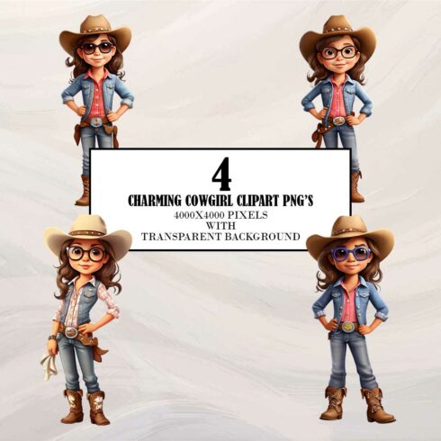 Charming cowgirl Clipart cover image.