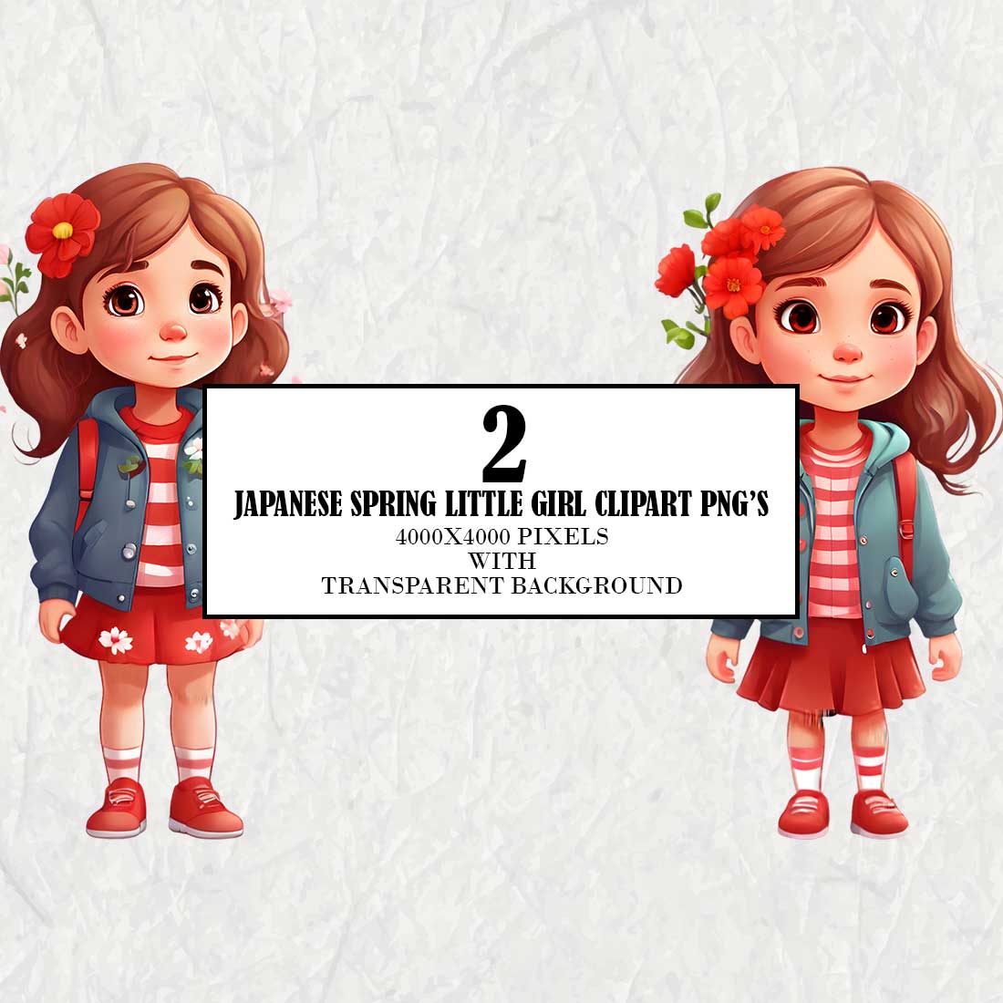 Japanese Little Spring Girl Clipart cover image.