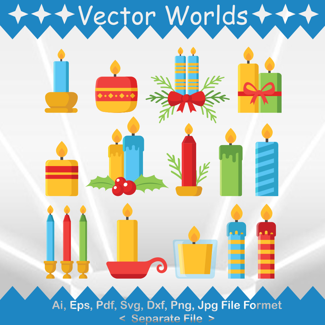 Christmas Candles SVG Vector Design preview image.