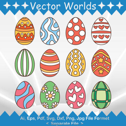 Colour Easter Eggs SVG Vector Design cover image.