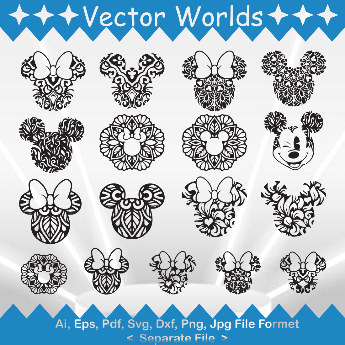 Mickey Mandala SVG Vector Design preview image.