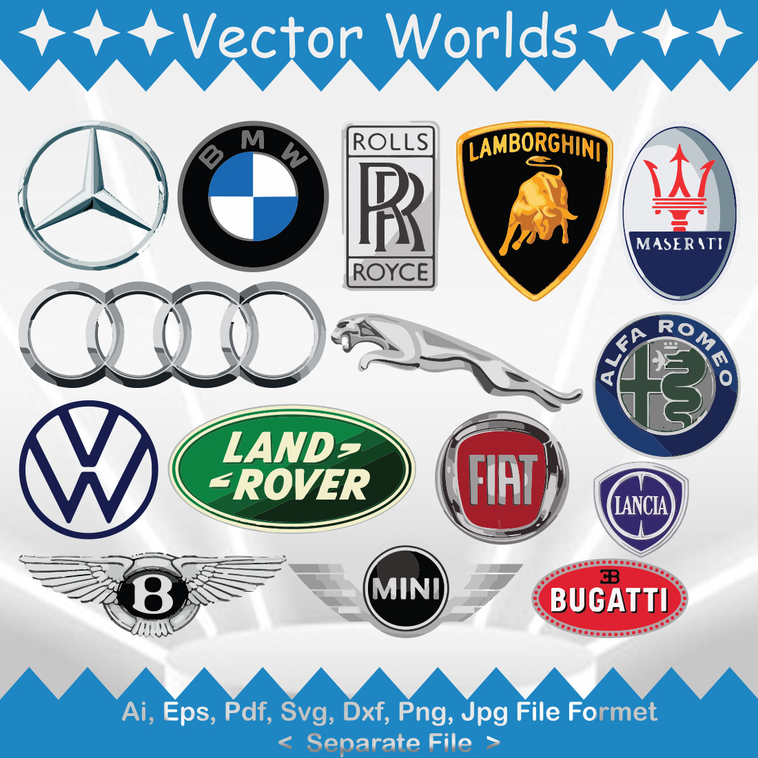 European Car Brand Logo SVG Vector Design preview image.