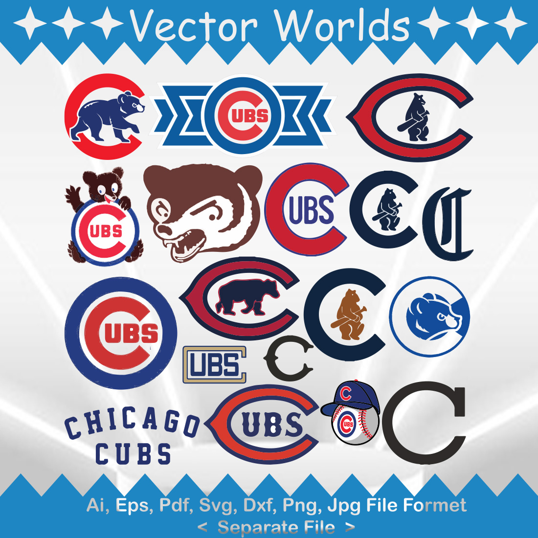Chicago Cubs logo SVG Vector Design preview image.