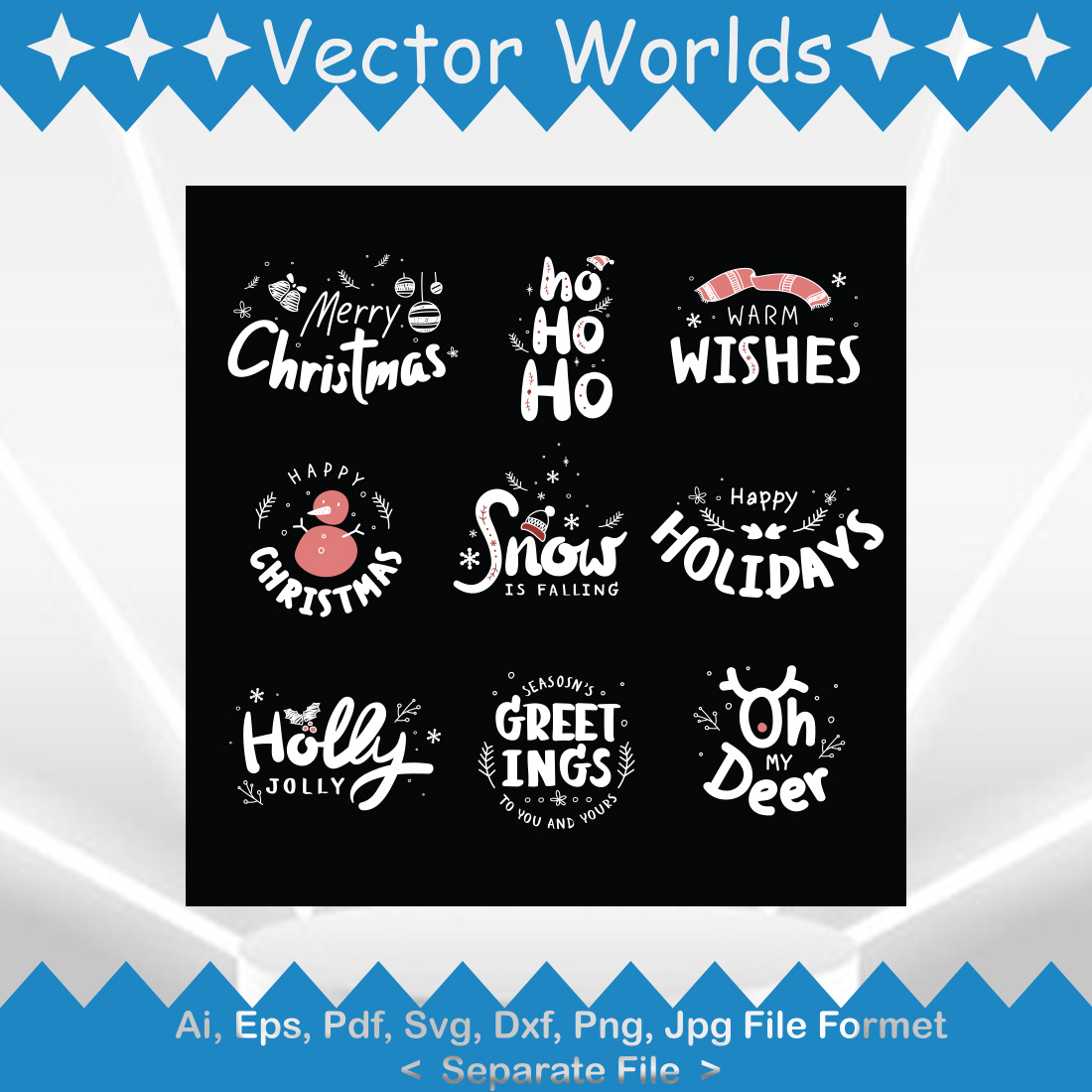 Happy Christmas Day SVG Vector Design preview image.
